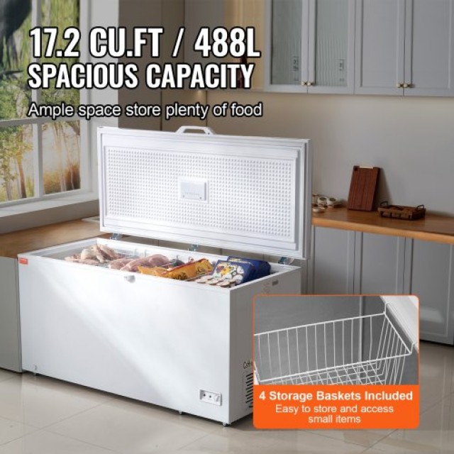 Καταψύκτης VEVOR 17.2 cu.ft / 488 L με 4 Αφαιρούμενα Καλάθια  JYLJ172CFTBSXLUXPV2