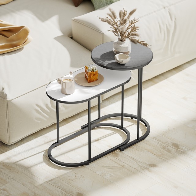 HOMCOM Σετ 2 Στοιβαζόμενα Τραπεζάκια Σαλονιού με Μεταλλικό Πλαίσιο ... HOMCOM Σετ 2 Στοιβαζόμενα Τραπεζάκια Σαλονιού με Μεταλλικό Πλαίσιο ...