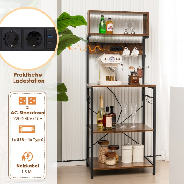 Costway Πολυλειτουργική Μεταλλική Ραφιέρα Κουζίνας με Ηλεκτρική Παρ... Costway Πολυλειτουργική Μεταλλική Ραφιέρα Κουζίνας με Ηλεκτρική Παρ...