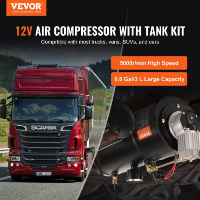 VEVOR Συμπιεστής Αέρα 12V με Δοχείο 3L για Κόρνα Αυτοκινήτου  QLBCQGYYSJZCF2JLLV9