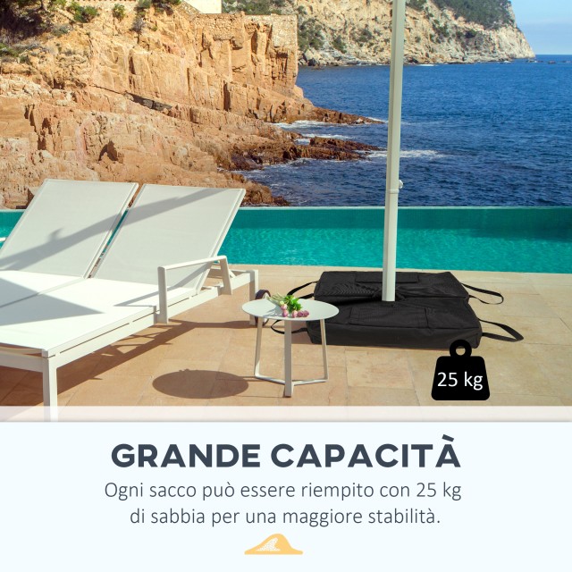 Outsunny Βάση για Ομπρέλα σε Σάκο Γεμιζόμενο με 50 κιλά Άμμου, από Πλαστικό και ύφασμα Οξφόρδης, 50x25x18 εκ., Μαύρο 84D-054V00BK