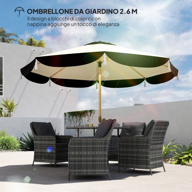 Outsunny Ομπρελόκηπος Ø2.6 m με Κάλυψη UV50+, Αεραγωγό και 8 Ακτίνες, Μπεζ 84D-349V00BG