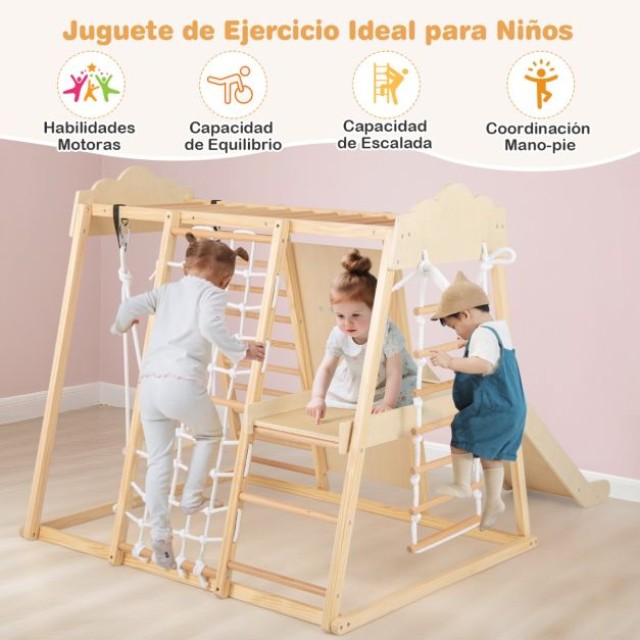 Costway Σετ Γυμναστικής 8-σε-1 από Ξύλο Montessori με Κλιμακοστάσια...