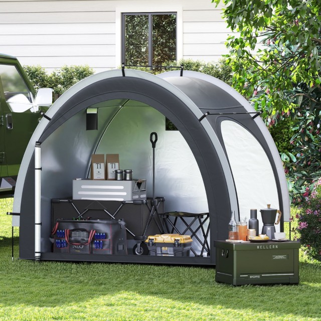 Costway Εξωτερικό Γκαράζ Ποδηλάτου με Αδιάβροχο Ασημί Επένδυση και ...