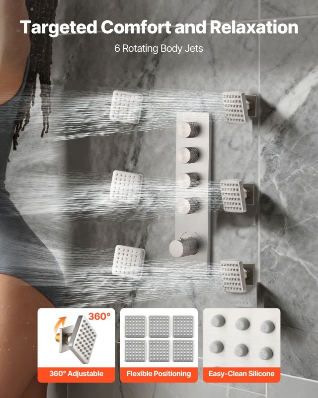 VEVOR Σετ Ντους Οροφής με Θερμοστάτη, Βροχή και Πολλαπλούς Ψεκαστήρ...