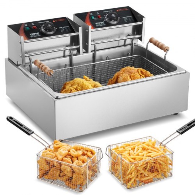 VEVOR Επαγγελματική Ηλεκτρική Φριτέζα 2500W 12L Ανοξείδωτη Αναβάθμι...