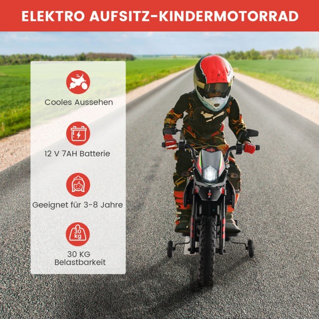 Costway Παιδική Ηλεκτρική Μοτοσυκλέτα 12V με Βοηθητικές Ρόδες April...