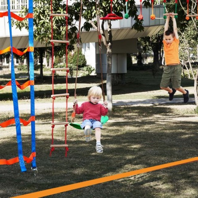 Πίστα Εμποδίων Ninja VEVOR για Παιδιά, 15.24μ Ανθεκτικό Σχοινί, 500lbs Αντοχή, Σετ με 10 Εμπόδια  RZX502YC9J003NWUAV0