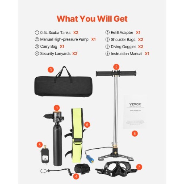 VEVOR Φορητή Φιάλη Κατάδυσης 0.5L με Αντλία για Βάθος 30m QSYQP05L2... VEVOR Φορητή Φιάλη Κατάδυσης 0.5L με Αντλία για Βάθος 30m QSYQP05L2...