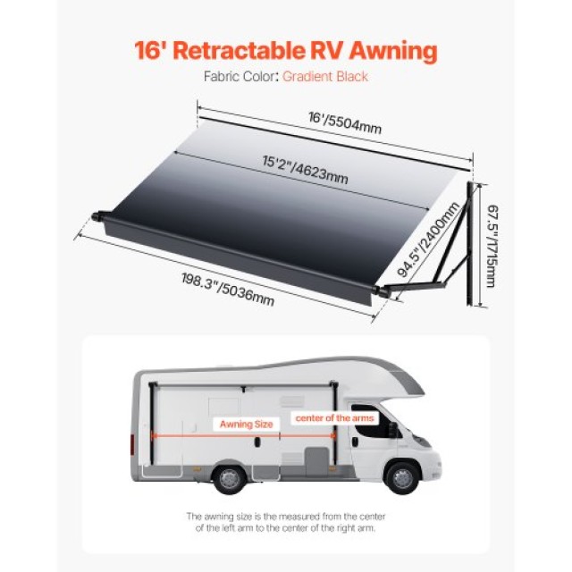 VEVOR Ηλεκτρική Τέντα 16 για DC12V RVs DDKSSSFCZYP1R5K9TV9