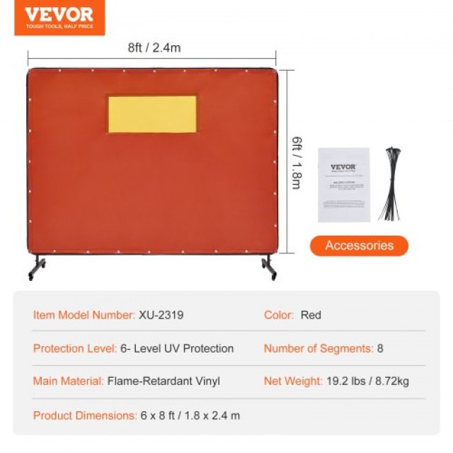 Οθόνη Συγκόλλησης VEVOR με Πλαίσιο, 6 x 8, Κόκκινη  DMSHJPF6X8YCEKG...