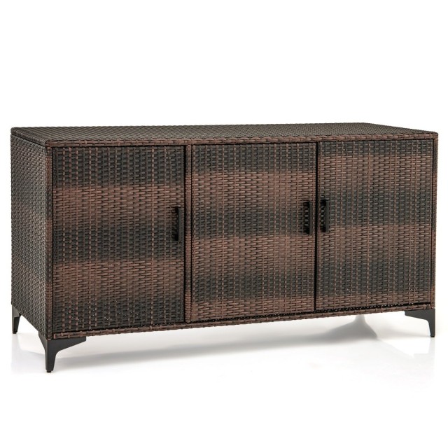 Costway  Κουτί Αποθήκευσης PE-Rattan 318L με Αποσπώμενα Ράφια και Αδιάβροχη Επένδυση 135 x 50 x 70,5 cm Καφέ JZ10261CF
