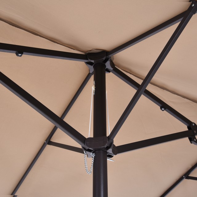 Outsunny Outdoor Double Canopy Umbrella, Ecr ?, Καλυμμένη περιοχή: 4,6μ 84D-031V01CF