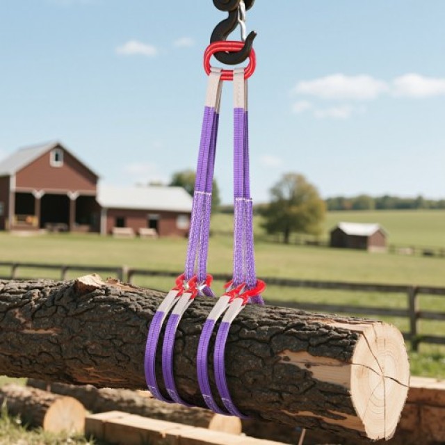 VEVOR Διπλοί Ιμάντες Ανύψωσης από Πολυεστέρα με Γάντζους, Δύο Τόνων...