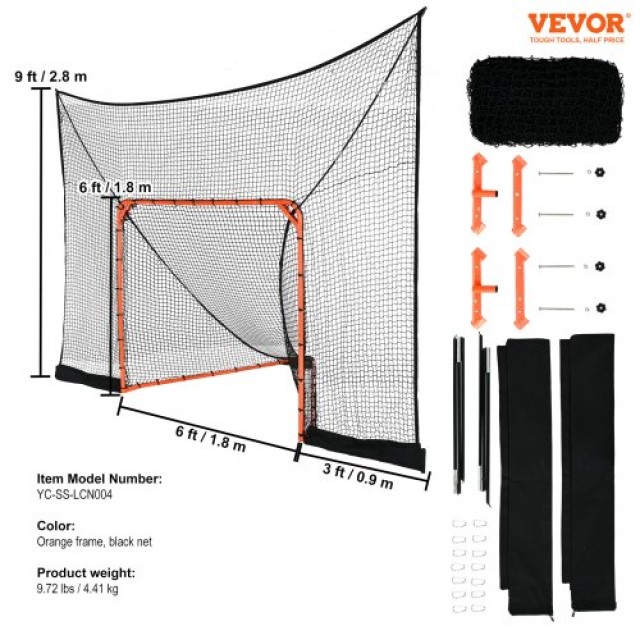 Δίχτυ Πίσω Στόχου VEVOR για Χόκεϊ & Λακρός, 12 x 9, Γρήγορη Εγκατάσταση, Ιδανικό για Προπόνηση Νέων & Ενηλίκων  ZQGQQMTJK66YPRVT9V0