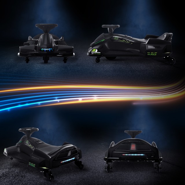 HOMCOM Ηλεκτρικό Go Kart για Παιδιά 8-12 Ετών Ταχύτητα 3-8 χλμ/ώρα για Drifting με Φώτα και Μουσική Μαύρο 370-307V90BK
