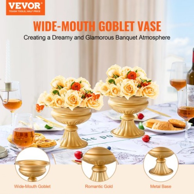 VEVOR  10 τεμ. Μεταλλική Χρυσή Βάση Βάζου 16cm για Τραπέζι Γάμου HL...