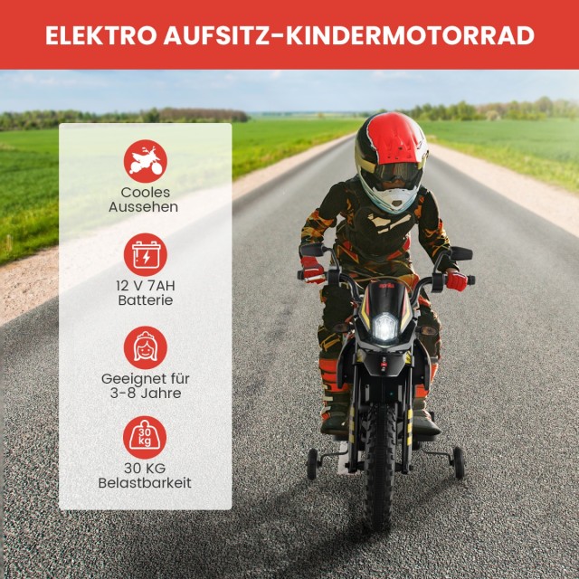 Costway Παιδική Ηλεκτρική Μοτοσυκλέτα 12V με Βοηθητικές Ρόδες April...