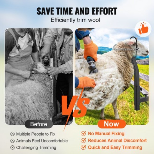 Βάση Κοπής Ζώων VEVOR για Κατσίκες με Ρυθμιζόμενο Κεφαλόδεσμο  SCXJ...