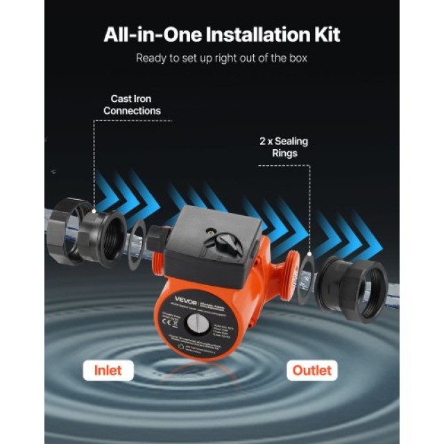 VEVOR Αντλία Κυκλοφορίας LPS25-6S/130 από Χυτοσίδηρο, 1/8 HP, 220-2... VEVOR Αντλία Κυκλοφορίας LPS25-6S/130 από Χυτοσίδηρο, 1/8 HP, 220-2...