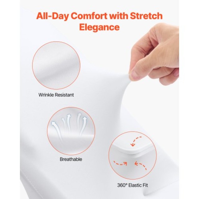 VEVOR Καλύμματα Καρεκλών Λευκά, Ελαστικά 150 Τεμαχίων, 17.72 x 18.1...