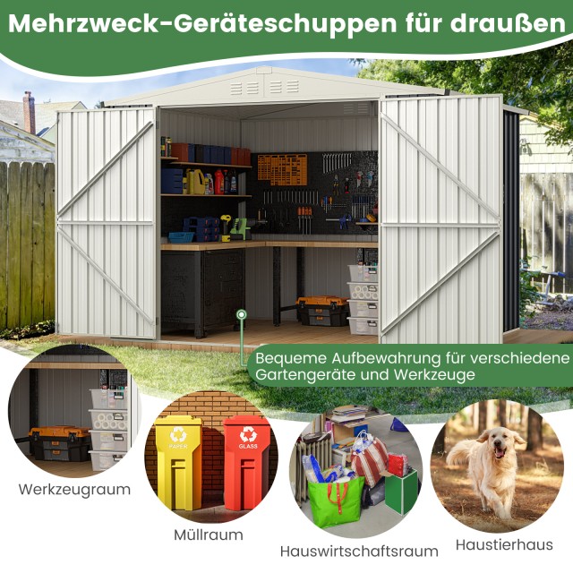 Costway Μεταλλικό Αποθήκη Κήπου 246x193x180cm με Κλειδαριά και Αερα...