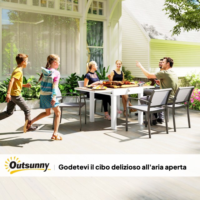 Outsunny Επεκτεινόμενο Τραπέζι Κήπου 80-160 εκ για 4-6 Άτομα, Λευκό...