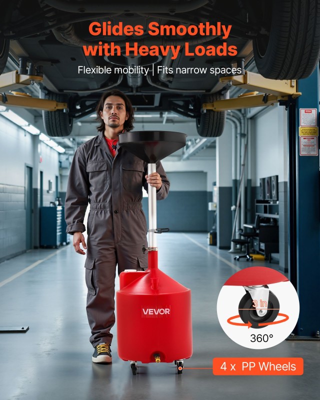 VEVOR Δεξαμενή Αποστράγγισης Λαδιού 68L με Ρυθμιζόμενο Χωνί, 18-Gal... VEVOR Δεξαμενή Αποστράγγισης Λαδιού 68L με Ρυθμιζόμενο Χωνί, 18-Gal...