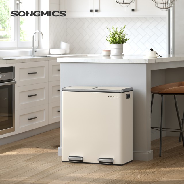 SONGMICS Δίχρωμος Κάδος Απορριμμάτων 60L με Απαλό Κλείσιμο και Πεντ...
