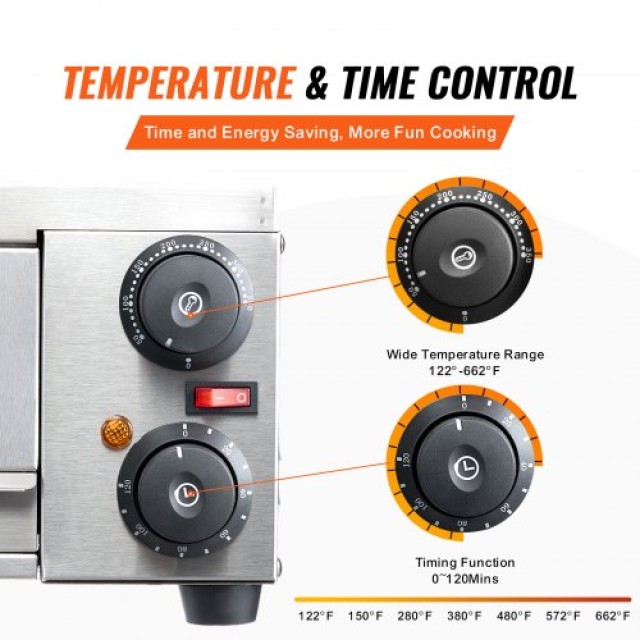 Ηλεκτρικός Φούρνος Πίτσας VEVOR 12 1500W με Ρυθμιζόμενη Θερμοκρασία...