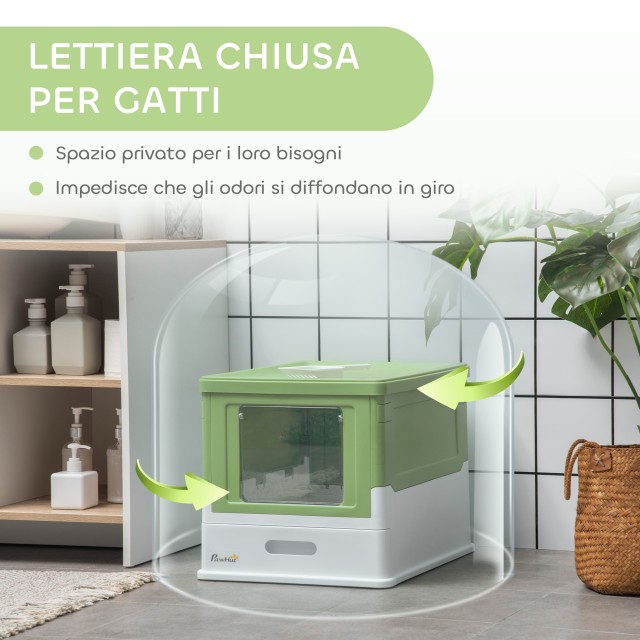 PawHut Κλειστή Λεκάνη Γάτας με Διαστάσεις 47.5x35.5x36.7cm, Πράσινο...