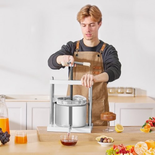 VEVOR Πιεστήριο Φρούτων Ανοξείδωτο 5L για Παρασκευή Κρασιού GJYZJTMBXG5LYJY58V0