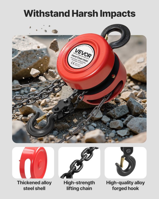 VEVOR Χειροκίνητος Ανυψωτήρας Αλυσίδας 2 Τόνων, Ύψος 3 μ, Κόκκινο Y... VEVOR Χειροκίνητος Ανυψωτήρας Αλυσίδας 2 Τόνων, Ύψος 3 μ, Κόκκινο Y...