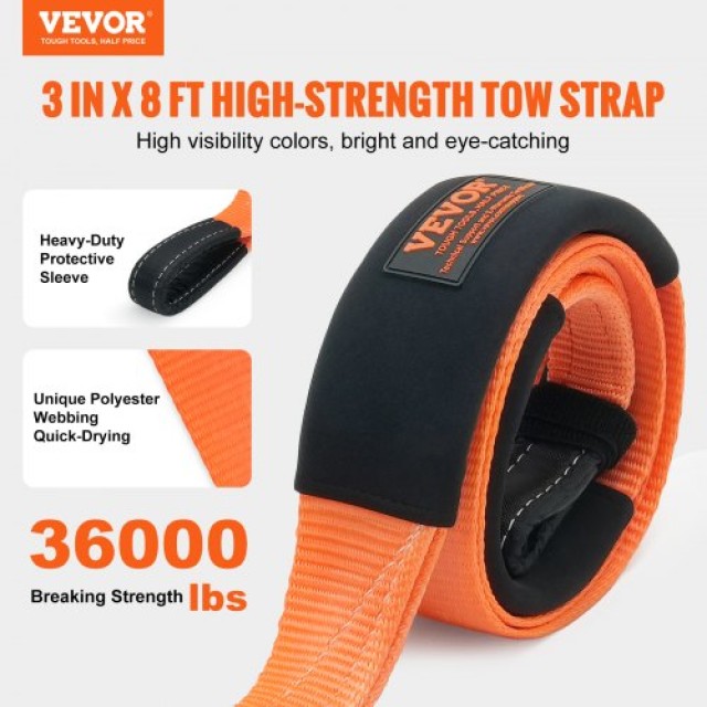 Ιμάντας Ανάκτησης VEVOR 3x8, 36,000 lbs, Ενισχυμένοι Βρόχοι, Αντοχή σε Ακραίες Καιρικές Συνθήκες  DZDL3IN8FTCG5M58DV0