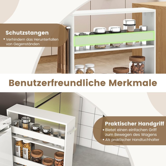 Costway Λεπτή Κινητή Ραφιέρα 4 Επιπέδων με Ανοιχτά Ράφια Λευκό JV11...