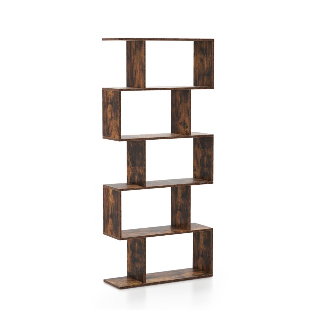 Costway Ξύλινη Βιβλιοθήκη με 5 Ράφια & Προστασία Ανατροπής Ελεύθερη...