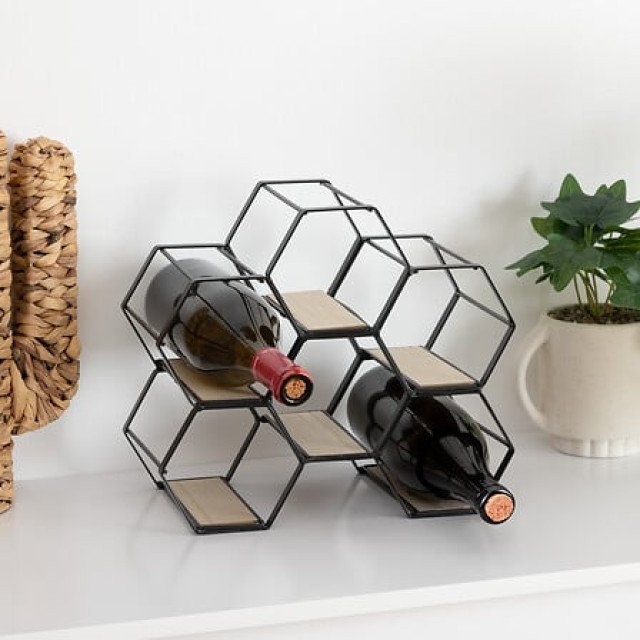 Μεταλλική Ραφιέρα Κρασιών 6 Θέσεων 26 x 15 x 29,5 cm Μαύρο 173416 Atmosphera