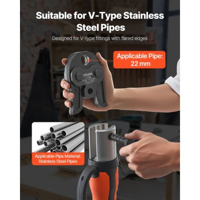 VEVOR Πιεστική Σιαγόνα V22 22mm για Αγωγούς Ανοξείδωτου Χάλυβα V-Tύ...