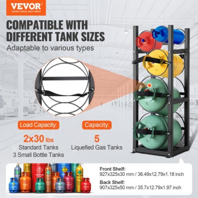Ράφι Δεξαμενών Ψυκτικού VEVOR για 2 x 30lbs και 3 Μικρές Φιάλες, 32.5x33x119.7 cm  QPCFJ305MM28FNID7V0