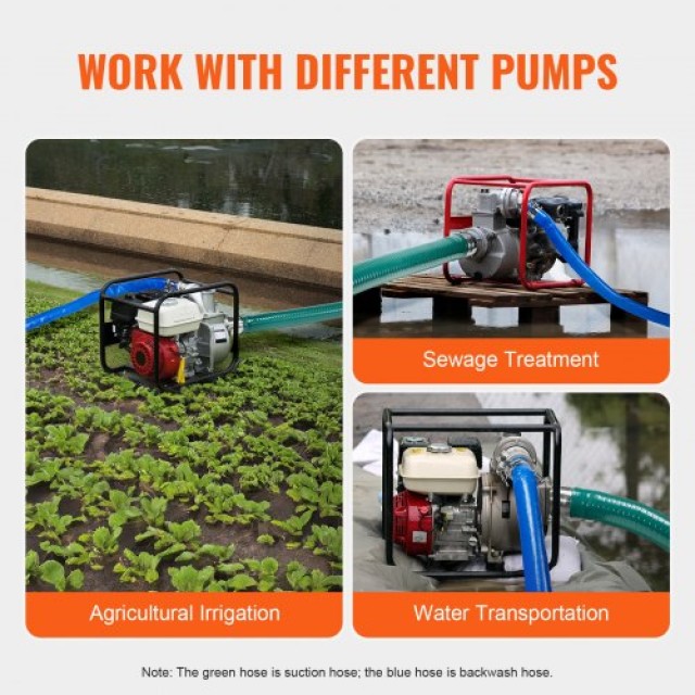 VEVOR  Σετ Σωλήνων Αναρρόφησης Αντλίας Νερού 2 x 20 Πράσινο/65 Μπλε...