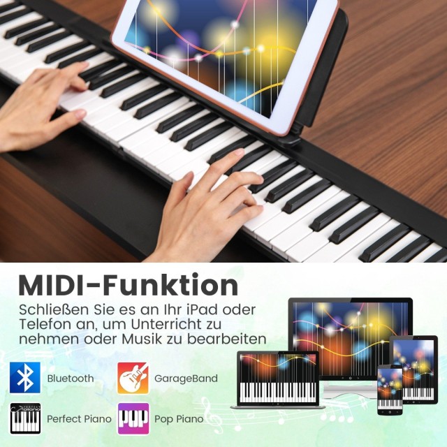 Costway  Φορητό Ψηφιακό Πιάνο 88 Πλήκτρων με Bluetooth & MIDI Υποστήριξη MU10097DE-DK
