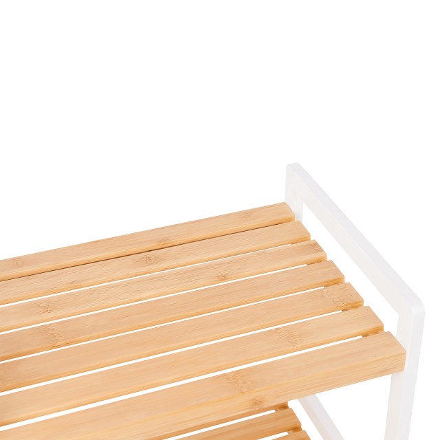 SONGMICS Ραφιέρα Μπάνιου 5 Επιπέδων από Μπαμπού 31.5 x 45 x 142 cm σε Φυσικό και Λευκό Φινίρισμα, BCB75WN 