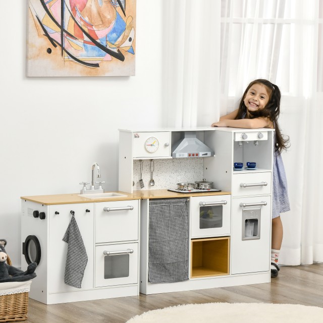 HOMCOM Play Kitchen 2 Τεμάχια για παιδιά 3-6 ετών με μαγειρικά σκεύ...