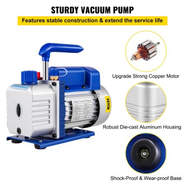 VEVOR Αντλία Κενού 9 CFM 1 HP Διπλού Σταδίου 220V για Κλιματιστικά & Αυτοκίνητα  9CF1HPZKBJB000001V2