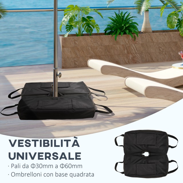 Outsunny Βάση για Ομπρέλα σε Σάκο Γεμιζόμενο με 50 κιλά Άμμου, από Πλαστικό και ύφασμα Οξφόρδης, 50x25x18 εκ., Μαύρο 84D-054V00BK