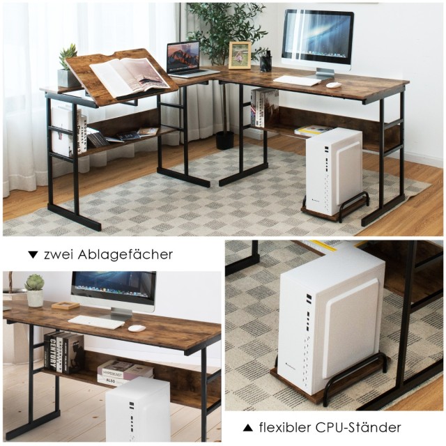 Γραφείο Υπολογιστή Γωνιακό L-Σχήματος 170 x 150 x 75 cm  με Ρυθμιζό...
