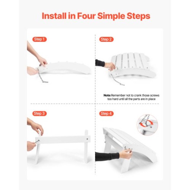 VEVOR Λευκό Πτυσσόμενο Υποπόδιο HDPE Adirondack KZDADLDKTTQPZ41H0V0
