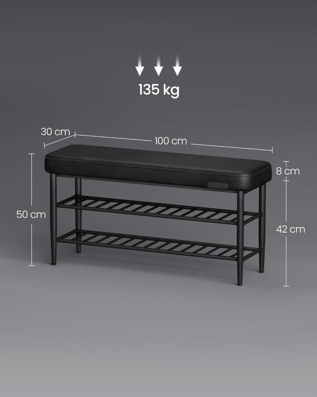 VASAGLE Πάγκος Παπουτσιών EKHO με Αποθηκευτικό Χώρο και Επένδυση PU...