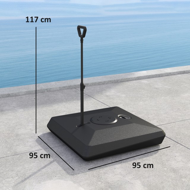 Outsunny Βάση για Ομπρέλα με Αντίβαρο από HDPE με Λαβή και Ρόδες και Γεμιστή με Νερό ή Άμμο, 95x95x117 εκ., Μαύρο 84D-412V00BK