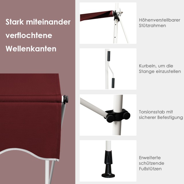 Costway Τέντα μπαλκονιού 400 cm χωρίς τρύπημα, ρυθμιζόμενη, ανθεκτι... Costway Τέντα μπαλκονιού 400 cm χωρίς τρύπημα, ρυθμιζόμενη, ανθεκτι...